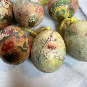 Vintage Decoupage Easter Egg Bunny Chick Ornaments 12pc Beautiful Pastel Eggs 🐇
